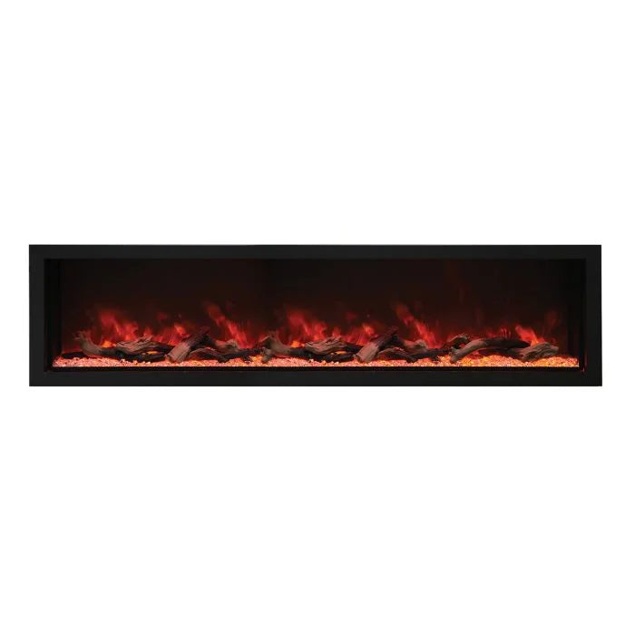 Amantii Panorama BI Deep XT Smart Electric Fireplace - A sleek black steel surround electric fireplace with an extra tall viewing area, customizable media options, and vibrant multi-colored flame presentation with remote control.