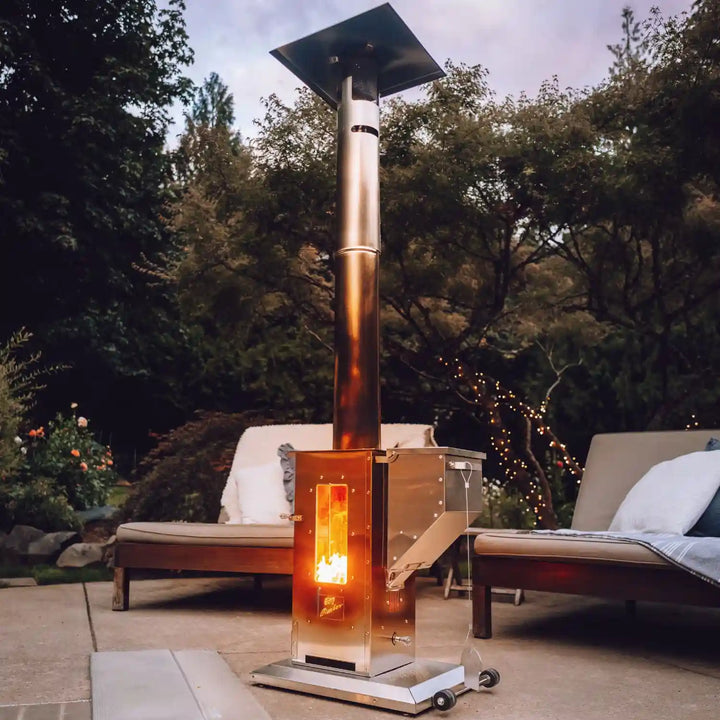 Big Timber Outdoor Fireplace - Elite Edition with Stainless Steel Exterior, 90,000 BTUs Radiant Heat, Virtually Smokeless Operation and Massive Viewing Window.