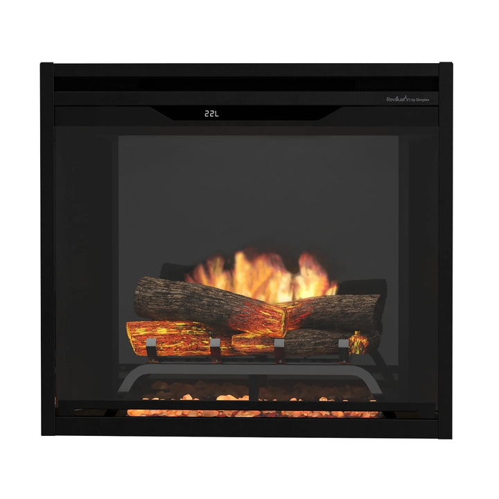Dimplex Revillusion 24" Built-In Electric Firebox features ultra-realistic flames with adjustable brightness and speed, complete with hand-painted logs and glowing ember bed for authentic ambiance in any space.