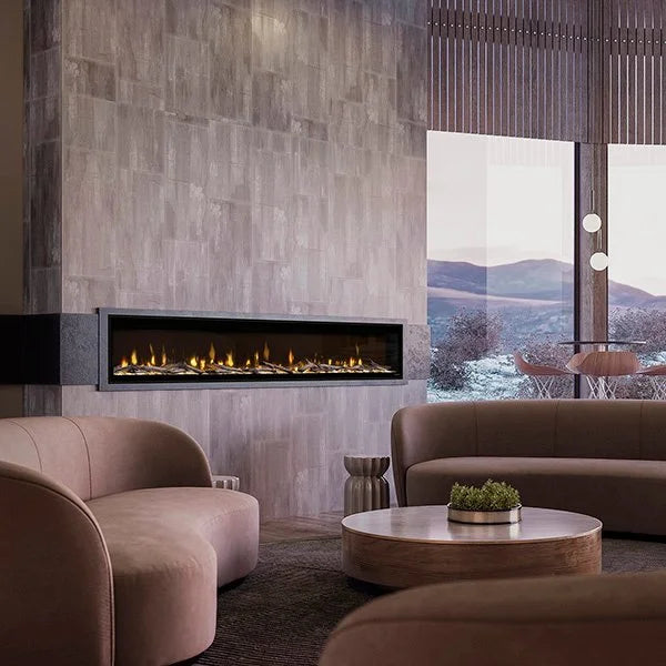 Dimplex 100" Ignite Evolve Built-in Linear Electric Fireplace with Multi-Fire XD flame technology, minimalist frameless design, and customizable lighting, delivering ultra-realistic visuals and ambiance.