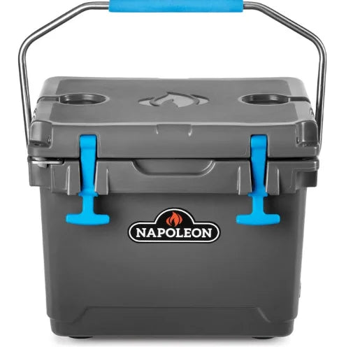 Napoleon 4 Gallon Cooler Box with Bottle Opener, heavy-duty roto-molded construction, 16.3" x 13.3" x 13", keeps drinks and food ice-cold in compact outdoor cooler.