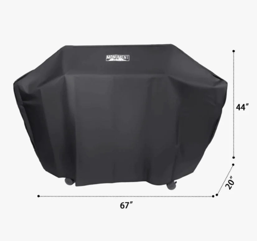 Monument Grills Eminence 605 Grill Cover: Heavy-duty, water-resistant, and UV-protective cover specifically designed to shield the main grill body, side shelves, and base cabinet from rain, dust, sun, and snow.
