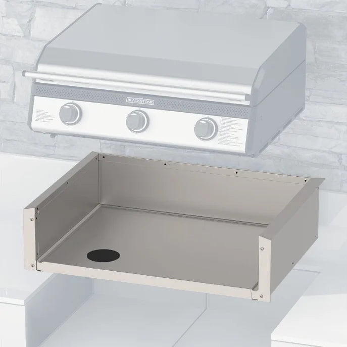 Blackstone 28" Drop-in Griddle Insulating Jacket protects outdoor kitchen investment from heat damage, crafted from durable 304 stainless steel with water drainage system and cable routing port.