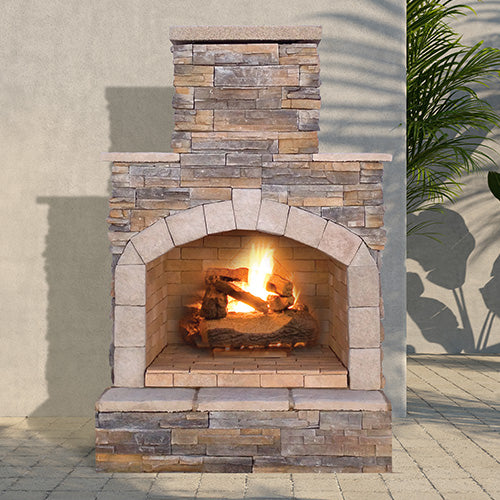 Cal Flame Outdoor Gas Fireplace and Wrap Around Mantle - FRP-908 Series