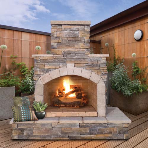 Cal Flame Outdoor Gas Fireplace and Wrap Around Mantle - FRP-908 Series