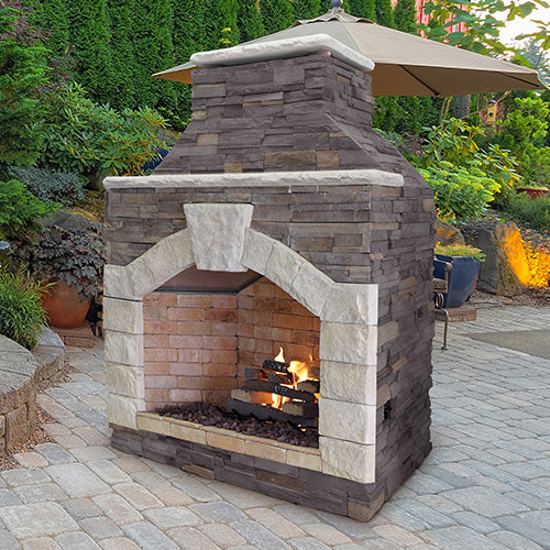 Cal Flame Outdoor Gas Fireplace and Wrap Around Mantle - FRP-909 Series