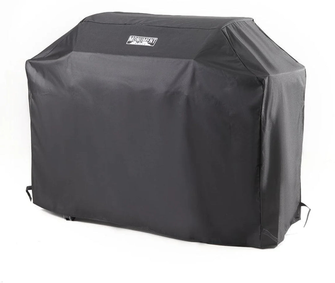 Monument Grills XX-Large 66-Inch Grill Cover for D605, D605P, D610, E405, and E425: Protective nylon PVC blend cover shields against rain, dust, snow, and direct sunlight, with adjustable Velcro straps ensuring a secure fit on Monument models.