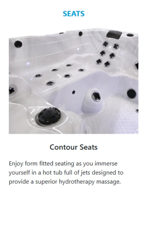 American Spas 6-Person Lounger Spa with 56 Exclusive Halo Stainless Steel Jets for full-body relaxation and stress relief.