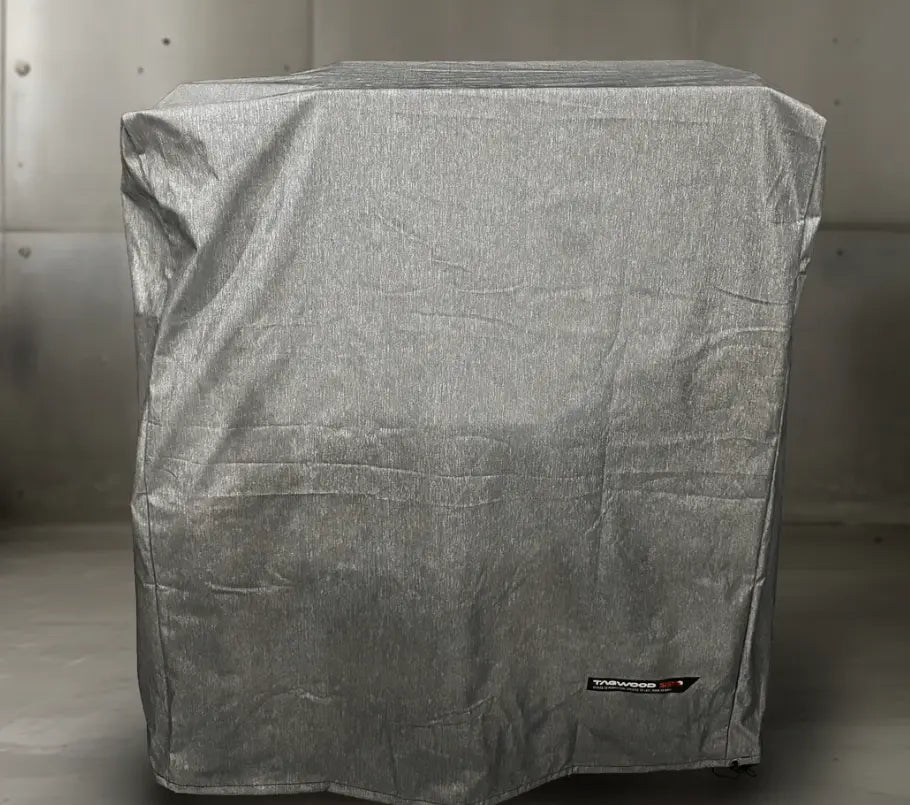 Tagwood BBQ03SS/SI Heavy-Duty Grill Cover, precision-fit for all-weather protection with gray 500D polyester fabric and TPU laminate backing.