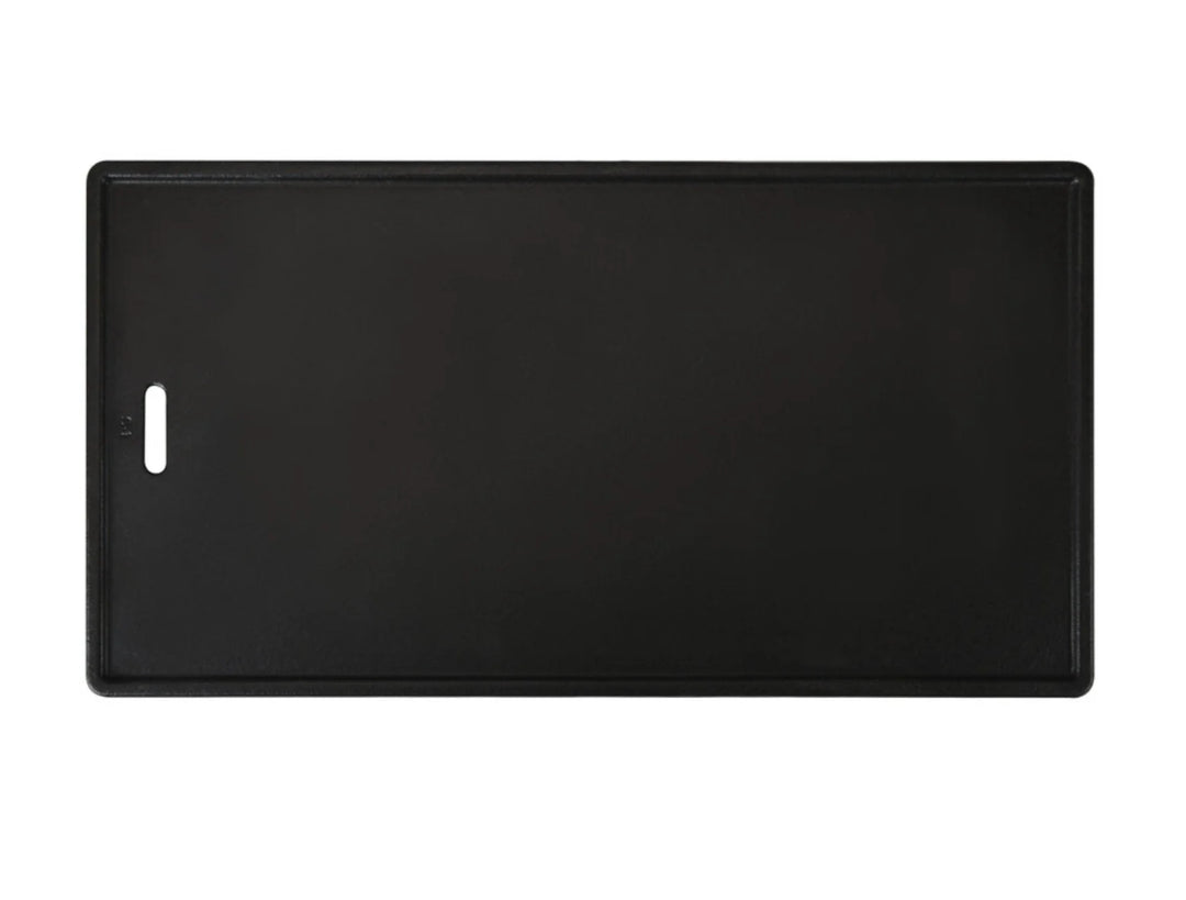 Monument Grills Cast Iron Cooking Plate: Heavy-duty porcelain-coated cast iron construction for superior heat retention and even cooking results.