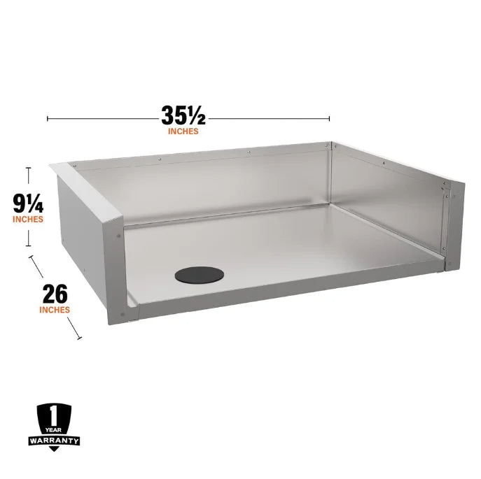Blackstone 28" Drop-in Griddle Insulating Jacket for safe outdoor kitchen installation, featuring durable 304 stainless steel construction and integrated protection from heat shielding to water drainage system.