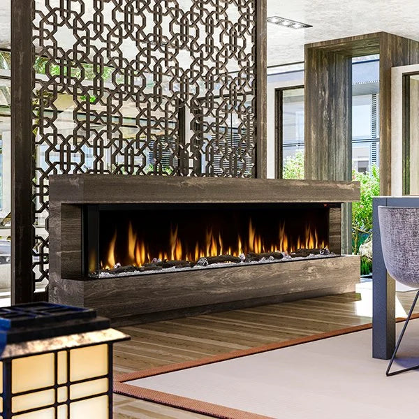 Dimplex IgniteXL Bold 100" Smart Linear Electric Fireplace, modern built-in design with patented mirror effect and advanced controls for customizable flame colors and depth.
