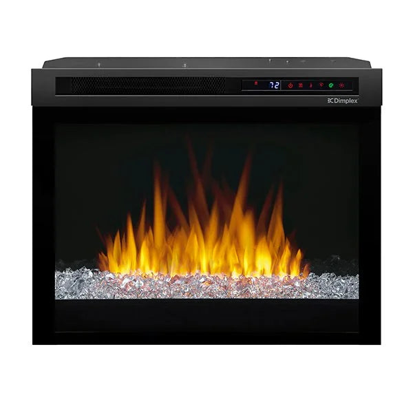 Dimplex Nova 23" Multi-Fire XHD Plug-in Electric Firebox features vibrant, high-contrast flames and LED lighting that can be adjusted with remote control or touch controls for customizable ambiance in any room.