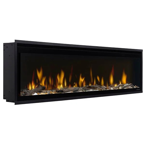 Dimplex 60" Ignite Evolve Built-in Electric Fireplace: Ultra-realistic flames, frameless glass front, and customizable lighting combine for a luxurious ambiance in any room.