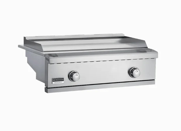 Broilmaster B-Series 32" Griddle Built-In Gas Griddle features premium 304 stainless steel construction, two high-performance U-burners, and a heavy-duty flat top for even heat distribution across the entire cooking surface.