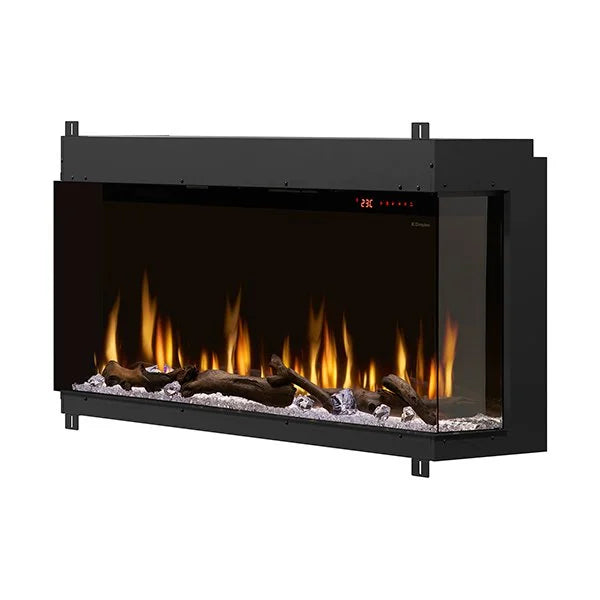 Dimplex IgniteXL Bold 50" Smart Linear Multi-Side View Built-In Electric Fireplace features a mirror effect for realistic flames, multi-media bed with crystals and driftwood logs, and customizable accent lighting.