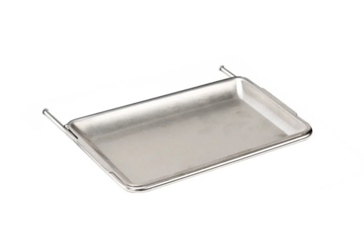 RACKT Griddle Pan by Green Mountain Grills - Durable stainless steel griddle pan with patent-pending RACKT connection, adding 55 sq in of extra flat-top cooking space for sautéing vegetables or searing delicate foods.
