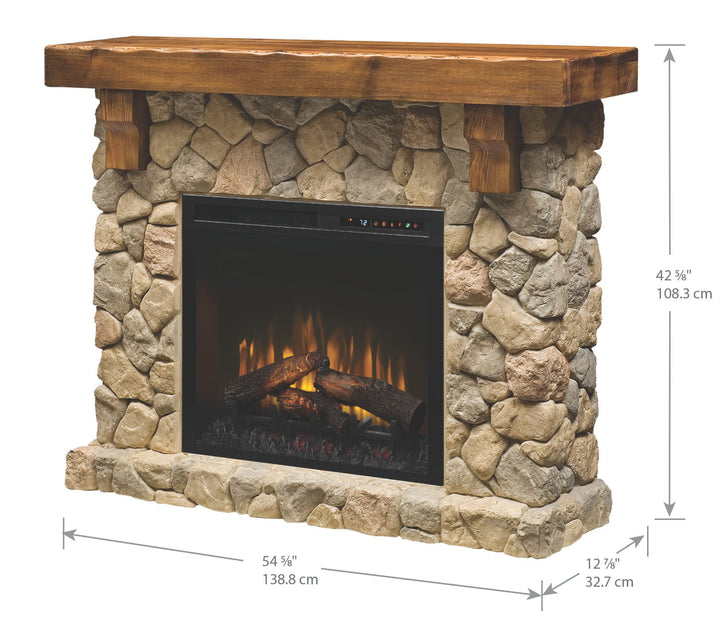 Dimplex Fieldstone Stone Look 55" Mantel with 28" Electric Firebox