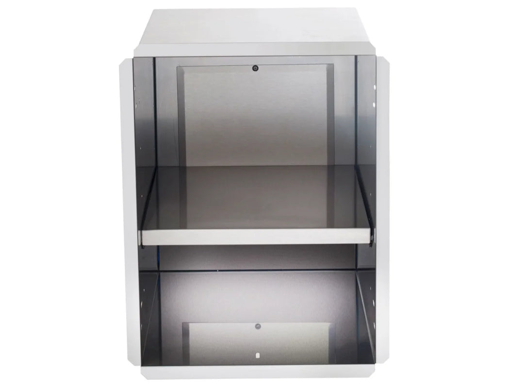 Vintage Grills 17-Inch Stainless Steel Enclosure (VEN17) - 18-gauge 304 stainless steel cabinet system providing organized storage for outdoor kitchen essentials in compact layouts.