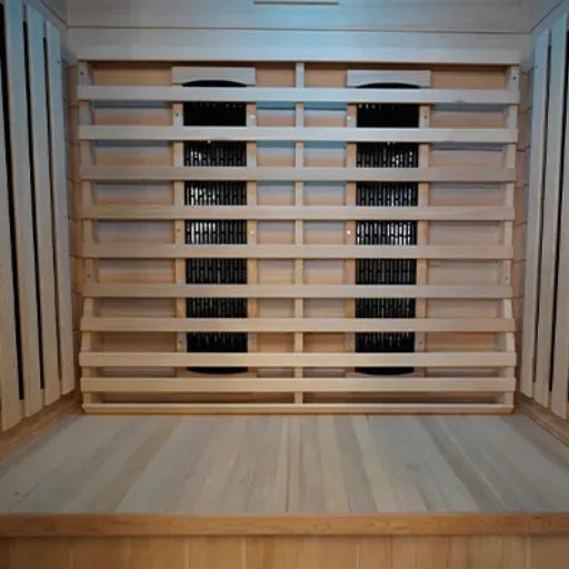 Harmony 2 Sauna - Compact, luxurious two-person sauna crafted from premium Hemlock wood with dual heating system, customizable settings, and modern features for health benefits, relaxation, and detoxification.