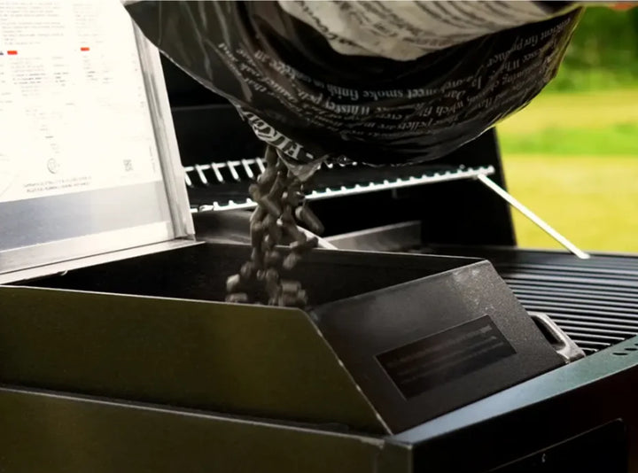 Halo Prime300 Countertop Pellet Grill image: Compact battery-powered grill with 300 sq in cooking surface, swing-away upper smoke rack, and versatile temperature range from 180°F to 500°F, perfect for tailgating, camping, or backyard cookouts.