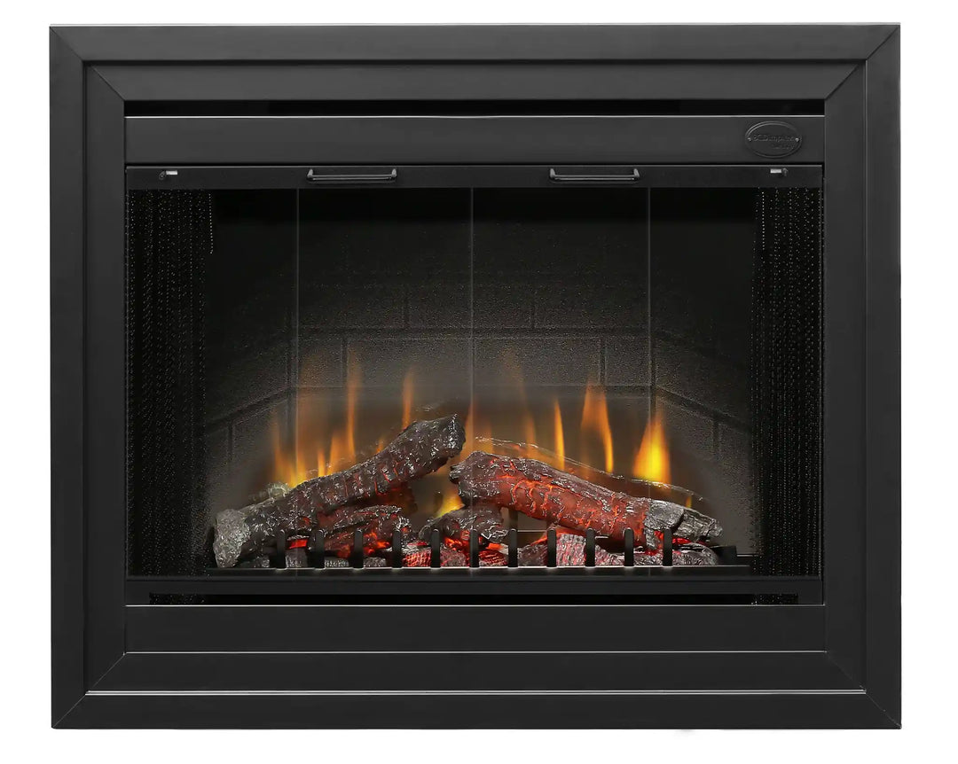 Dimplex BF33DXP Deluxe Built-In Electric Fireplace Brick Effect, 33-Inch - A high-quality electric fireplace with realistic LED flames and integrated air purifier, featuring recessed wall mount design and fan-forced heater for up to 400 sq ft heat coverage.