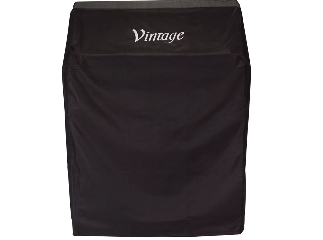 Vintage Grills 30-Inch Freestanding Grill/Cart Cover, weatherproof vinyl shield protects grill and cart from environmental damage, available in 30", 36", 42", and 56" sizes to fit specific models.