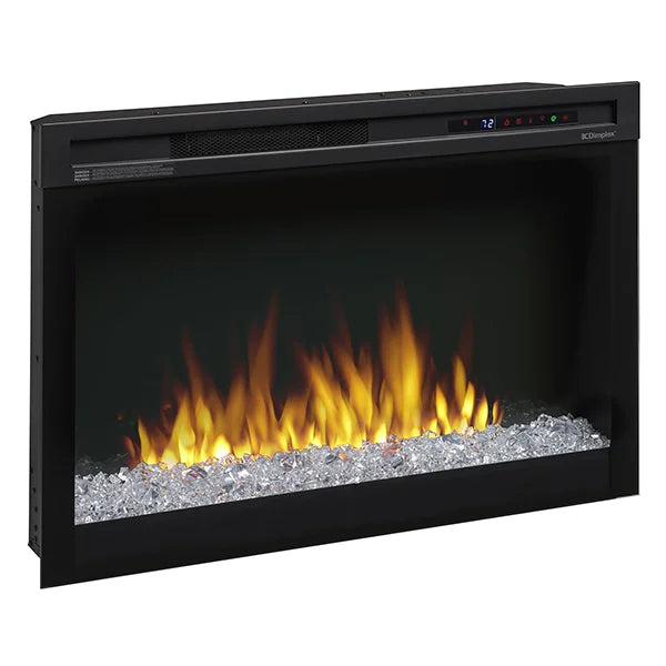 Dimplex Nova 33" Multi-Fire XHD Plug-in Electric Firebox featuring low-profile design, high-contrast flames, and multi-flame technology with remote or touch controls for customizable ambiance.