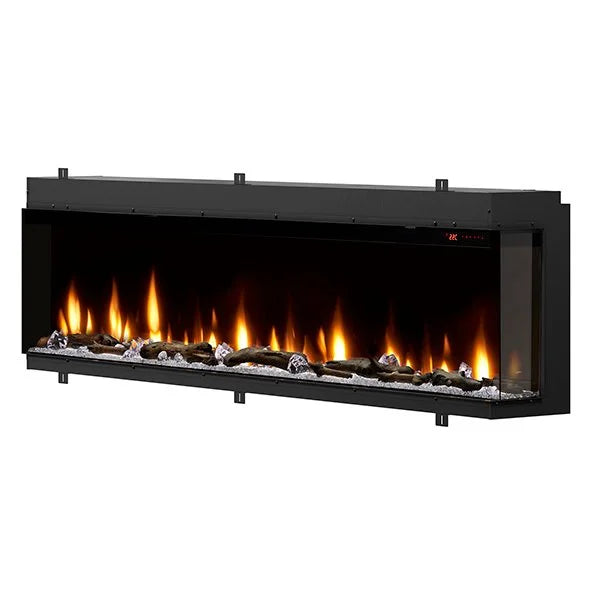 Dimplex IgniteXL Bold 88" Smart Linear Multi-Side View Built-In Electric Fireplace features modern design, mirror effect, and customizable flame colors in front-facing, corner, or bay installations.