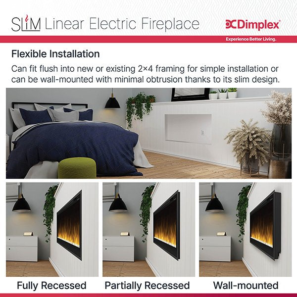 Dimplex Mutli-Fire Slim 60" Smart Recessed / Wall Mount Linear Electric Fireplace