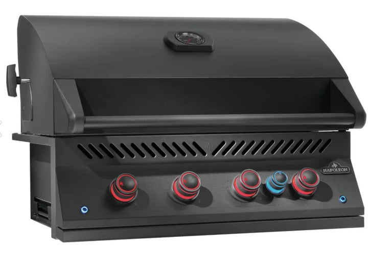 Napoleon Built-In 700 Series 32" Gas Grill with Rear Infrared Burner in Matte/Matt Black Finish, featuring premium stainless steel construction, 66,000 BTUs, and advanced cooking features for custom outdoor kitchens.