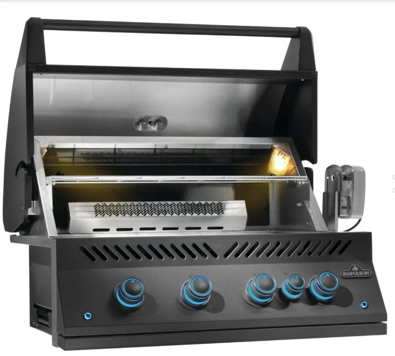 Matte Black Napoleon Built-In 700 Series 32" Gas Grill features premium stainless steel construction, 66,000 BTUs, and a spacious primary cooking surface for effortless grilling and entertaining.
