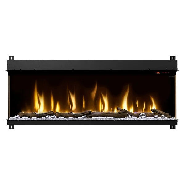 Dimplex IgniteXL Bold 60" Electric Fireplace features mirror-effect flame presence, multi-media bed, and customizable accent lighting for realistic fire ambiance in any room, with up to 8,530 BTU heating capacity.
