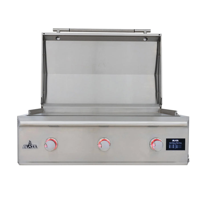 Blaze LTE PRO 40-Inch Built-In Gas Griddle features a massive 304 stainless steel cooking surface with three individually controlled heat zones for maximum versatility and precision cooking.