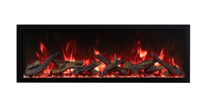 Remii Extra Tall Electric Fireplace with black steel surround, featuring vibrant multi-colored flame presentation with red, yellow, or orange options via remote control.