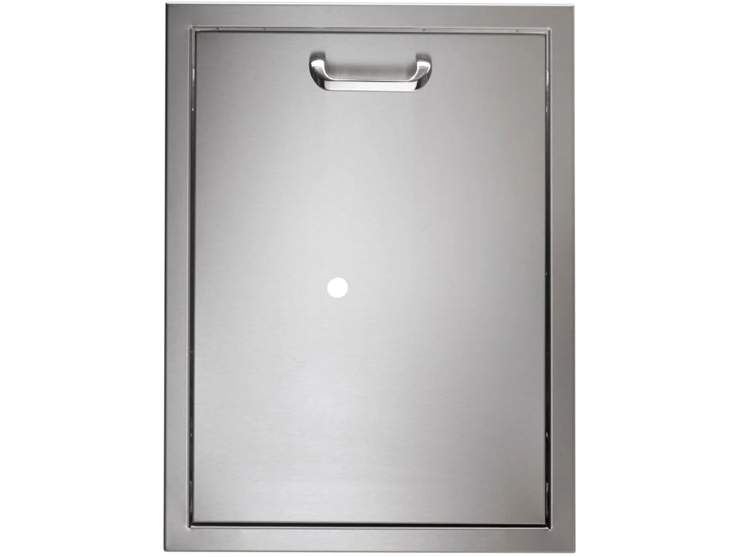 Vintage Grills Prestige Trash and Recycle Center: Dual-compartment stainless steel trash and recyclables separation unit with smooth-operating pull-out design, built from 18-gauge 304 commercial-grade metal for durability.