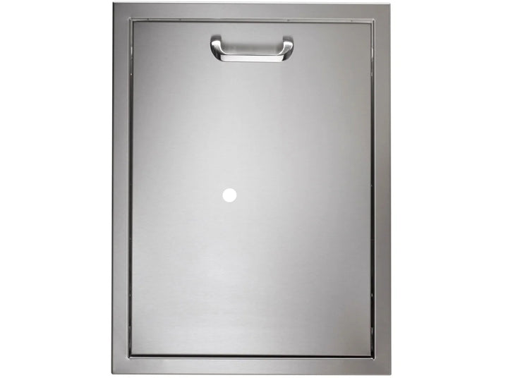 Vintage Grills Prestige Trash and Recycle Center: Dual-compartment stainless steel trash and recyclables separation unit with smooth-operating pull-out design, built from 18-gauge 304 commercial-grade metal for durability.