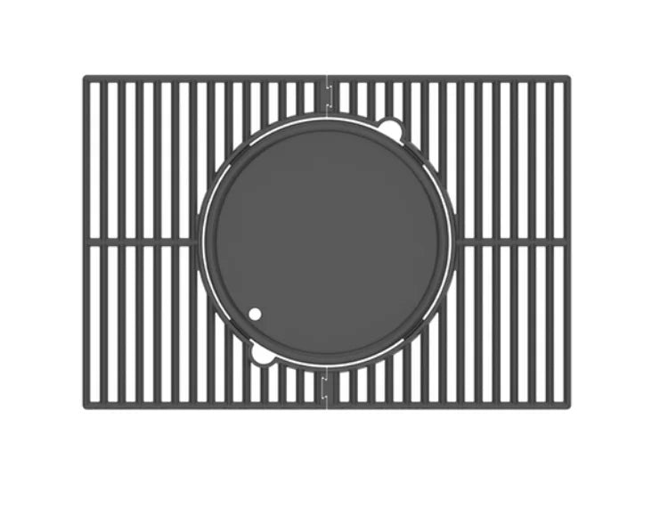 Monument Grills Cordierite Pizza Stone & Round Reversible Cooking Plate, featuring cordierite stone for even heat distribution and authentic brick-oven results, paired with reversible cast iron plate for smooth and ridged cooking surfaces.