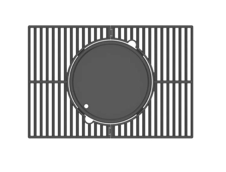 Monument Grills Cordierite Pizza Stone & Round Reversible Cooking Plate, featuring cordierite stone for even heat distribution and authentic brick-oven results, paired with reversible cast iron plate for smooth and ridged cooking surfaces.