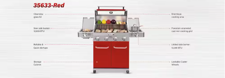 Monument Grills Red 4-Burner Gas Grill - Classic Series