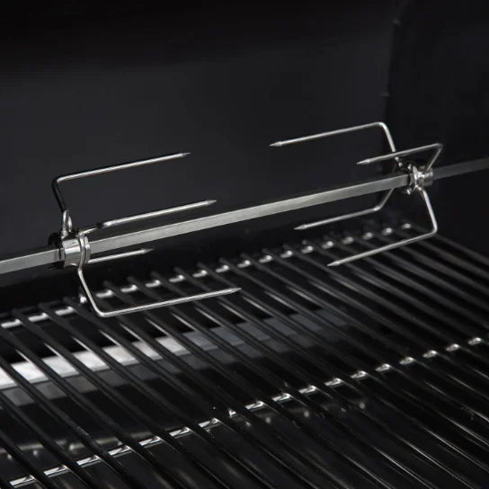 GMG Rotisserie Kit - PEAK/JBWF Prime+: Heavy-duty wood-fired rotisserie attachment for Green Mountain Grills, converts pellet grill into slow-cooking, smoky perfection machine.