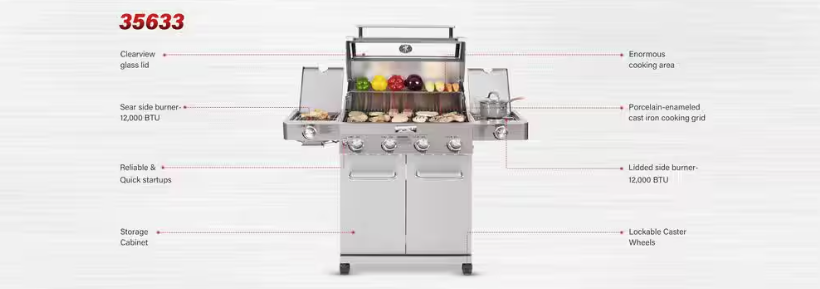 Monument Grills "35633" Stainless Steel 4-Burner Gas Grill - Classic Series