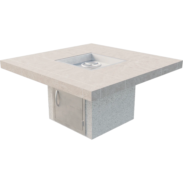 Cal Flame Sedona Fire Pit features a 48" square porcelain tile top, sleek modern design, and up to 90,000 BTUs of mesmerizing flame.