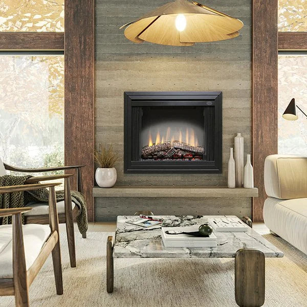 Dimplex 39" Standard Built-In Electric Fireplace Brick Effect with patented realistic flame effect and fan-forced heater for supplemental heat up to 400 sq ft.