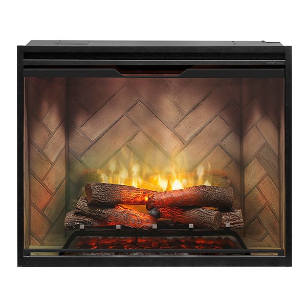 New Dimplex Revillusion Portrait 36 inch Built-In Electric Firebox w/ Glass and Plug Kit | Herringbone Brick