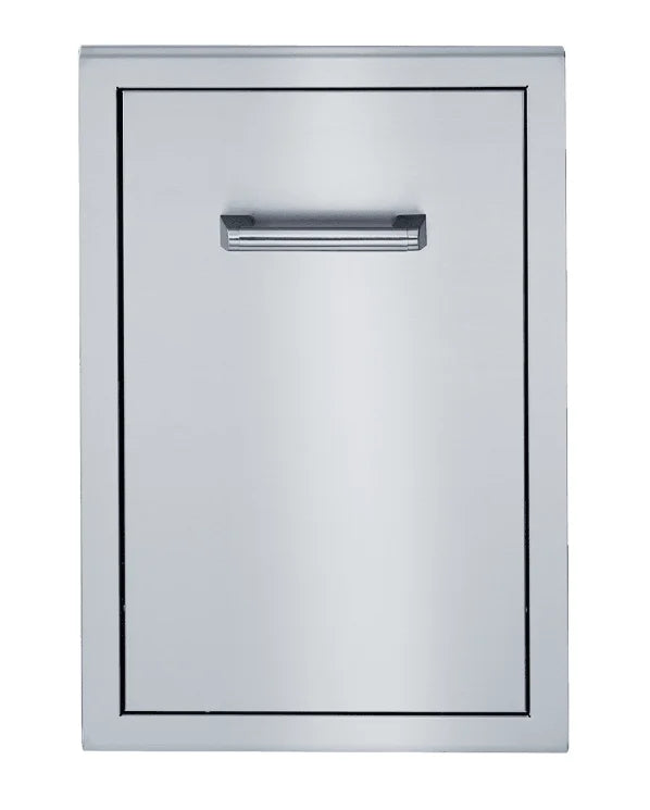 Broilmaster G Series Waste Drawer: 18-inch premium stainless steel roll-out waste disposal drawer with soft-close mechanism for easy access and sanitary solution in outdoor kitchens.
