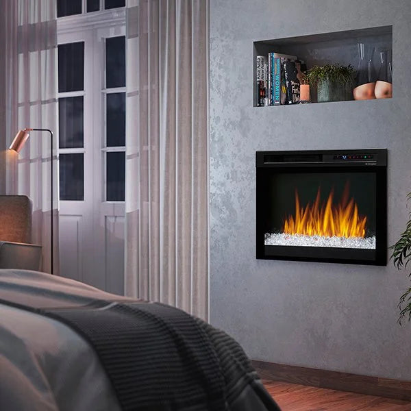 Dimplex Nova 26" Multi-Fire XHD Plug-in Electric Firebox with high-contrast flames, multi-flame technology, and integrated heater for customizable ambiance and powerful heating in any room.