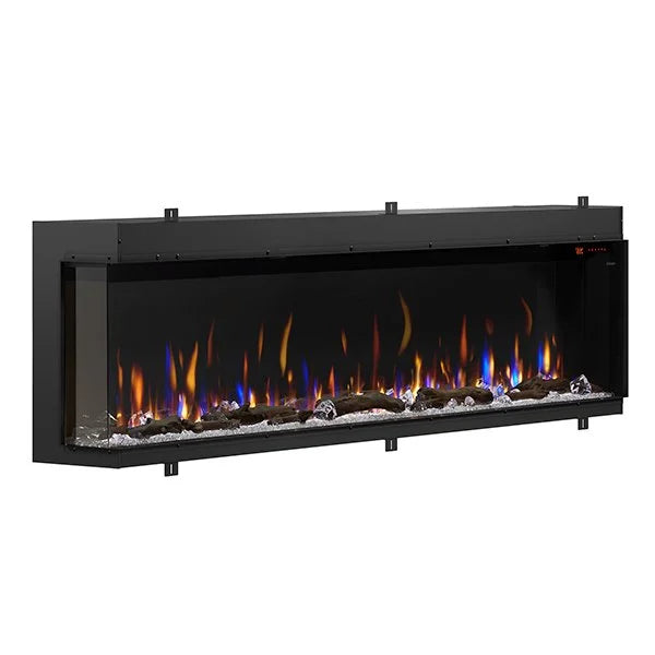 Dimplex IgniteXL Bold 88" Smart Linear Multi-Side View Built-In Electric Fireplace featuring modern design, mirror effect, and advanced controls for customization and realism in flame display with various installation options.