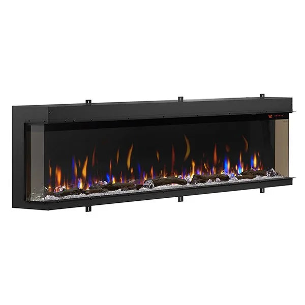 Dimplex IgniteXL Bold 100" Smart Linear Multi-Side View Built-In Electric Fireplace features flexible display options including front-facing, corner, and bay installations with a mirrored effect for depth increase and customizable flame colors in three options or simultaneous multi-color display.