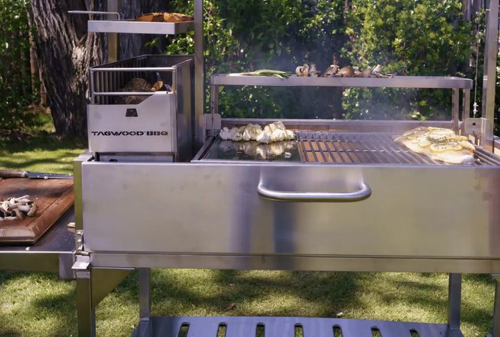 Tagwood BBQ Stainless Steel Warming Rack adds extra space for warming buns, holding cooked meats, or resting food while freeing up main grates for active cooking.